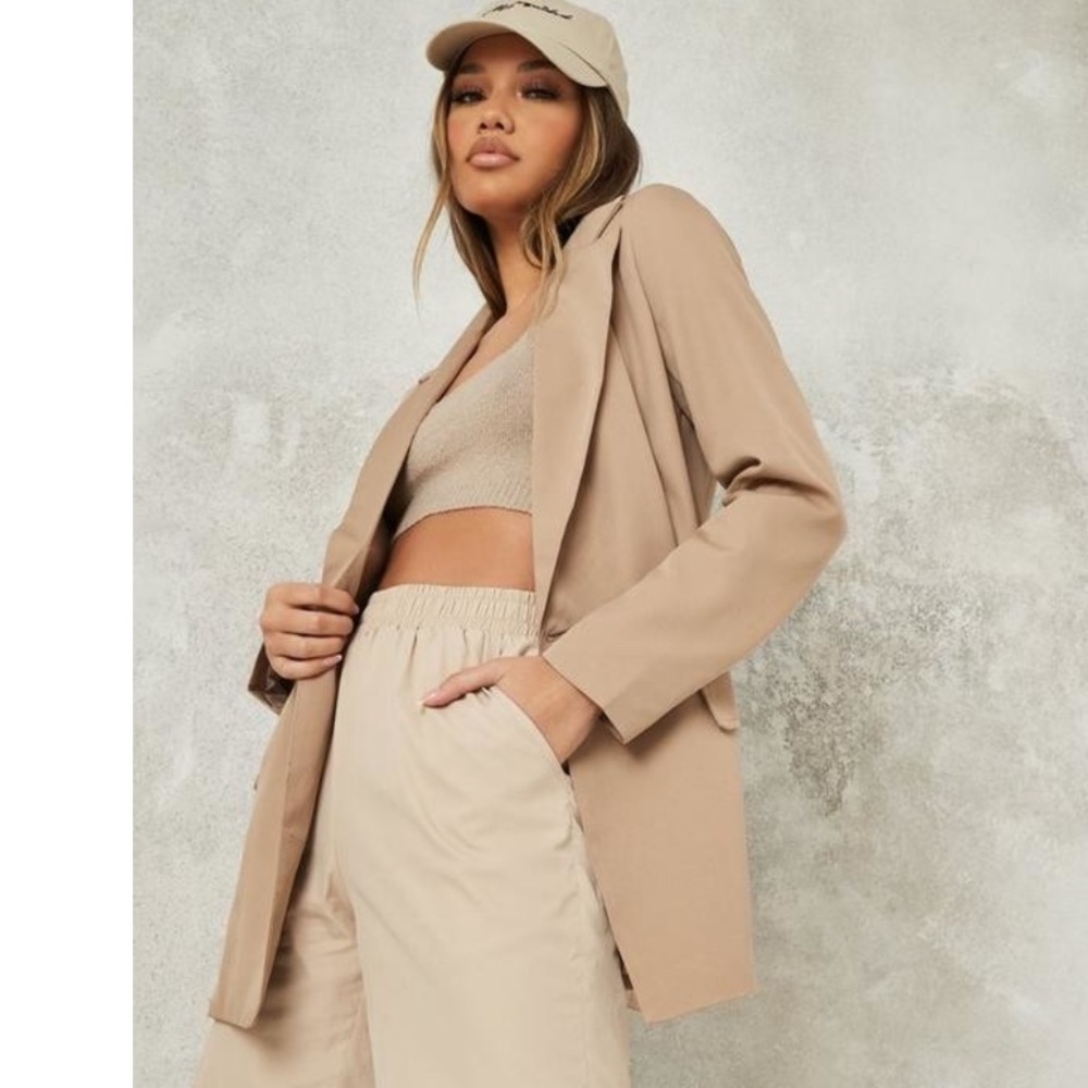 Missguided stone oversized longline blazer